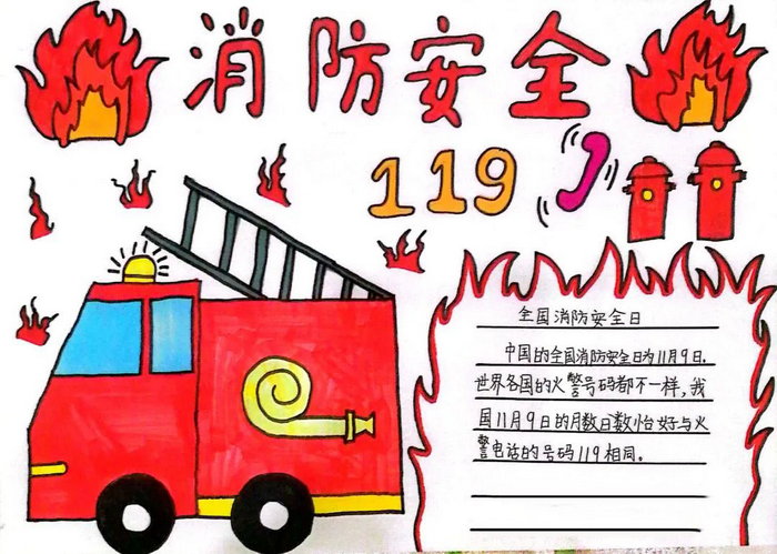 一年级消防安全手抄报