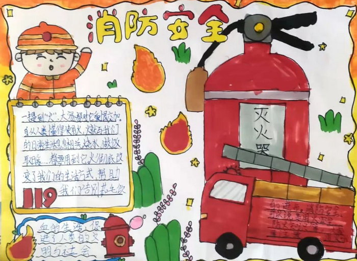 一二三年级消防安全绘画