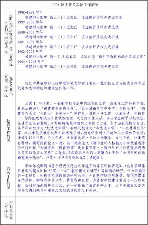教师职务评审申报表范例