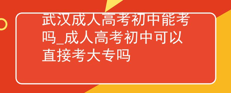 武汉成人高考初中能考吗_成人高考初中可以直接考大专吗