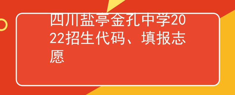 四川盐亭金孔中学2022招生代码、填报志愿