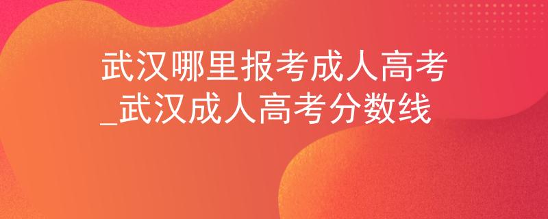 武汉哪里报考成人高考_武汉成人高考分数线