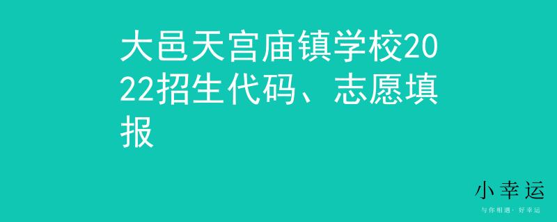 大邑天宫庙镇学校2022招生代码、志愿填报