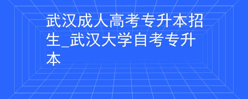 武汉成人高考专升本招生_武汉大学自考专升本