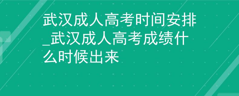武汉成人高考时间安排_武汉成人高考成绩什么时候出来