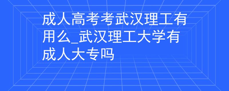 成人高考考武汉理工有用么_武汉理工大学有成人大专吗