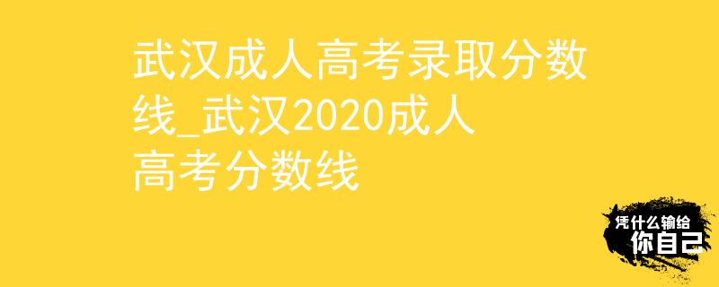 武汉成人高考录取分数线_武汉2020成人高考分数线
