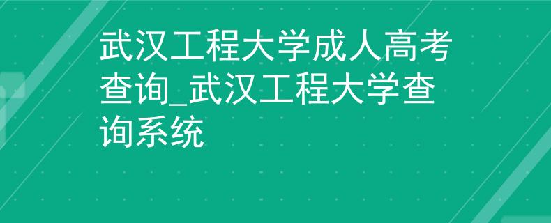 武汉工程大学成人高考查询_武汉工程大学查询系统