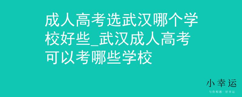 成人高考选武汉哪个学校好些_武汉成人高考可以考哪些学校