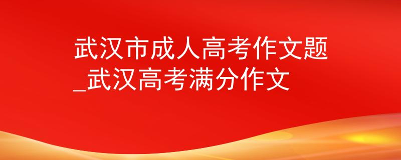 武汉市成人高考作文题_武汉高考满分作文