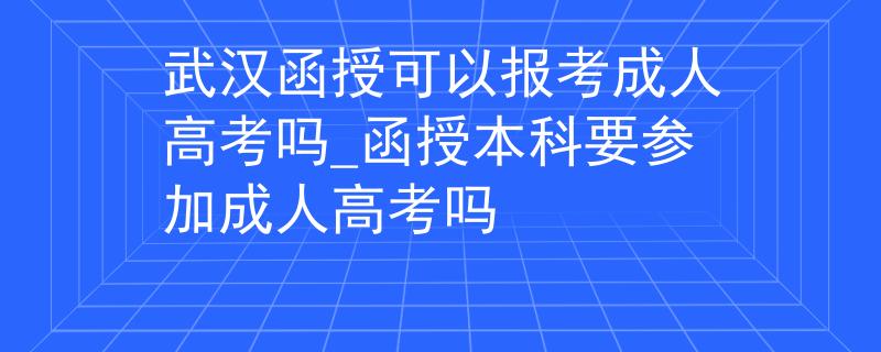 武汉函授可以报考成人高考吗_函授本科要参加成人高考吗