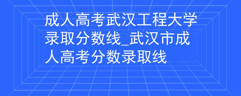成人高考武汉工程大学录取分数线_武汉市成人高考分数录取线