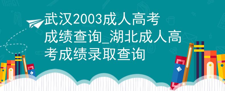 武汉2003成人高考成绩查询_湖北成人高考成绩录取查询