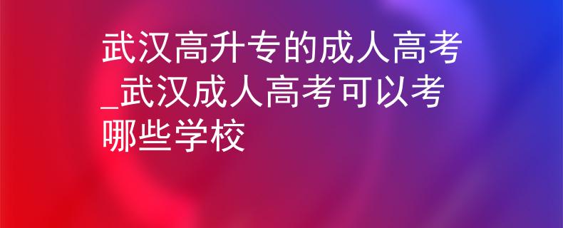 武汉高升专的成人高考_武汉成人高考可以考哪些学校