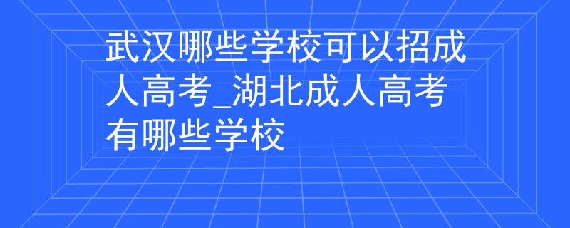 武汉哪些学校可以招成人高考_湖北成人高考有哪些学校 武汉哪些学校可以招成人高考_湖北成人高考有哪些学校