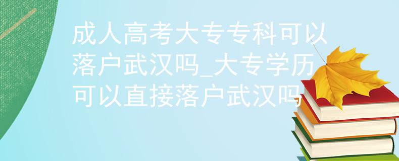 成人高考大专专科可以落户武汉吗_大专学历可以直接落户武汉吗