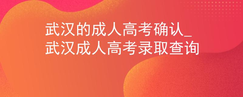 武汉的成人高考确认_武汉成人高考录取查询