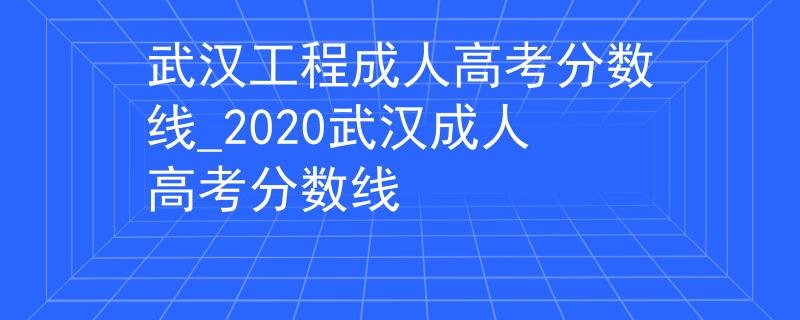 武汉工程成人高考分数线_2020武汉成人高考分数线