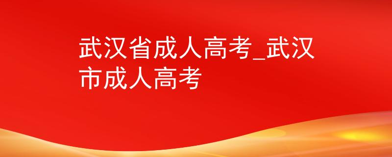 武汉省成人高考_武汉市成人高考