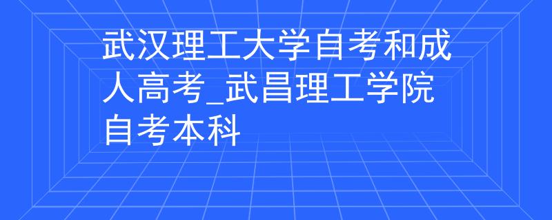 武汉理工大学自考和成人高考_武昌理工学院自考本科