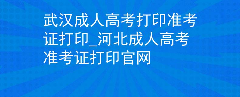 武汉成人高考打印准考证打印_河北成人高考准考证打印官网