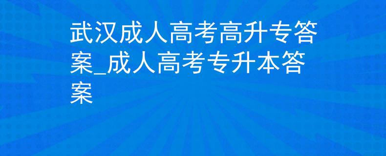 武汉成人高考高升专答案_成人高考专升本答案