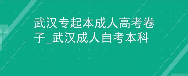 武汉专起本成人高考卷子_武汉成人自考本科