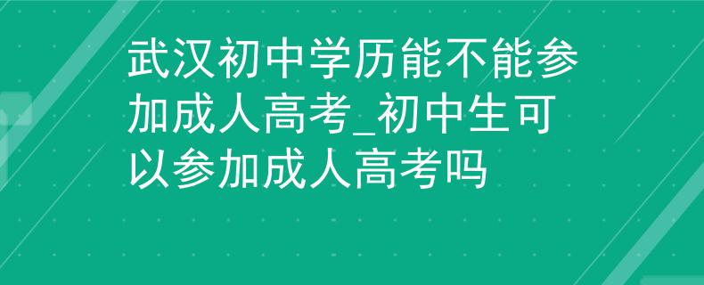 武汉初中学历能不能参加成人高考_初中生可以参加成人高考吗