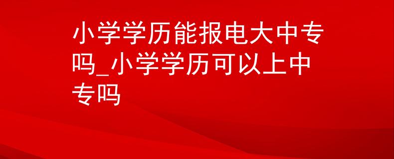 小学学历能报电大中专吗_小学学历可以上中专吗