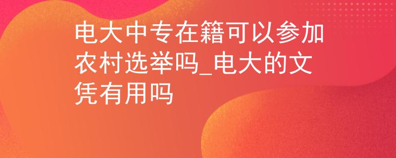 电大中专在籍可以参加农村选举吗_电大的文凭有用吗