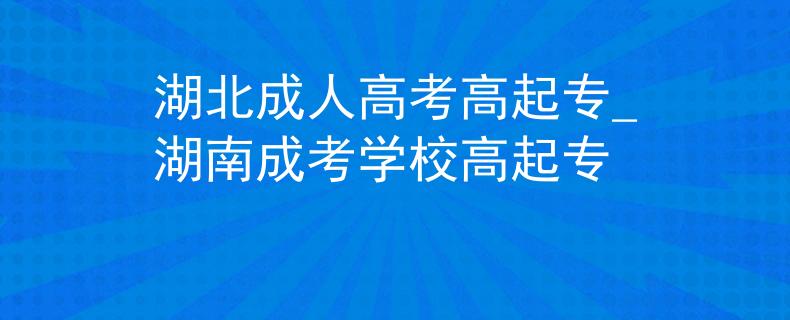 湖北成人高考高起专_湖南成考学校高起专