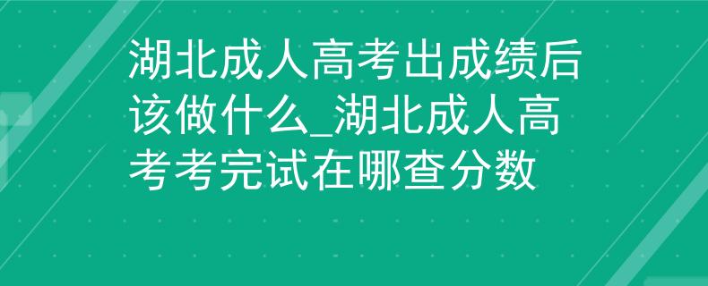 湖北成人高考出成绩后该做什么_湖北成人高考考完试在哪查分数