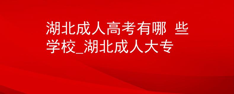 湖北成人高考有哪 些学校_湖北成人大专