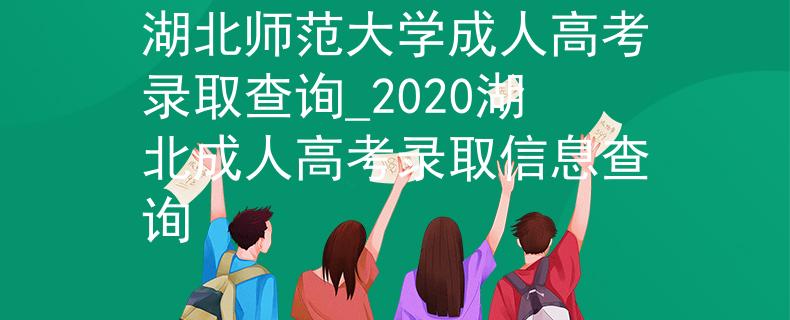 湖北师范大学成人高考录取查询_2020湖北成人高考录取信息查询