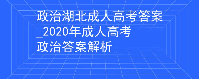 政治湖北成人高考答案_2020年成人高考政治答案解析