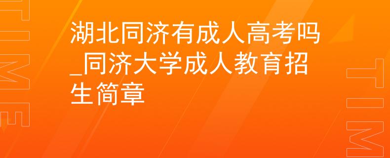 湖北同济有成人高考吗_同济大学成人教育招生简章