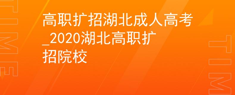 高职扩招湖北成人高考_2020湖北高职扩招院校