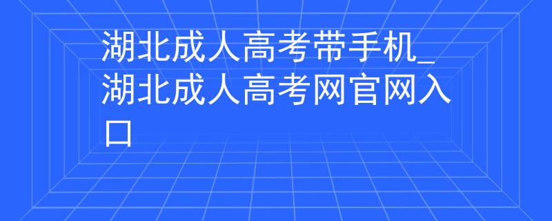 湖北成人高考带手机_湖北成人高考网官网入口