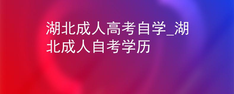 湖北成人高考自学_湖北成人自考学历