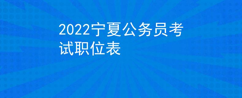 2022宁夏公务员考试职位表
