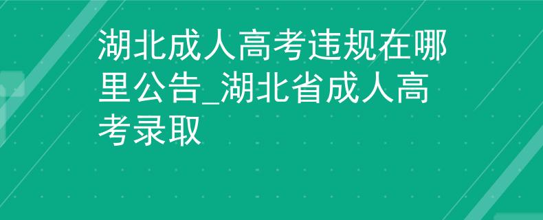 湖北成人高考违规在哪里公告_湖北省成人高考录取