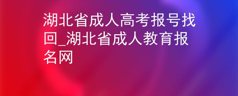 湖北省成人高考报号找回_湖北省成人教育报名网