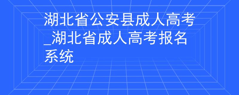 湖北省公安县成人高考_湖北省成人高考报名系统