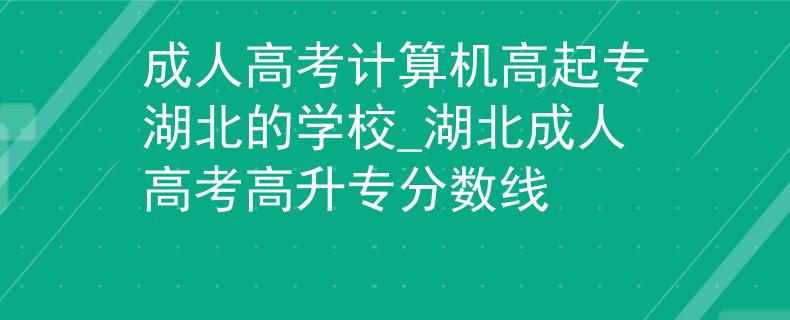 成人高考计算机高起专湖北的学校_湖北成人高考高升专分数线