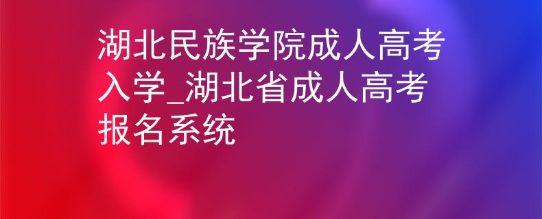 湖北民族学院成人高考入学_湖北省成人高考报名系统