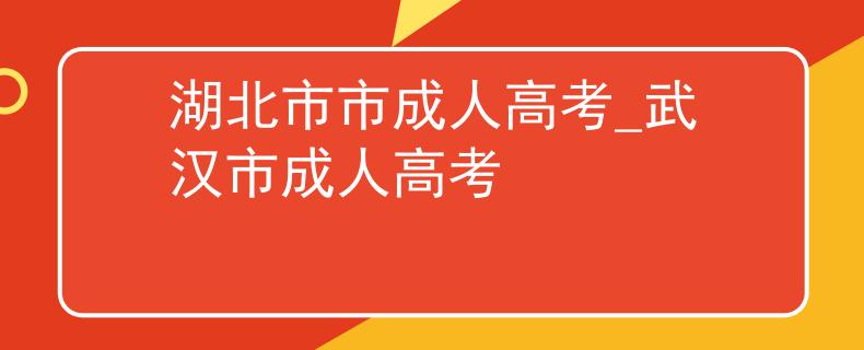 湖北市市成人高考_武汉市成人高考