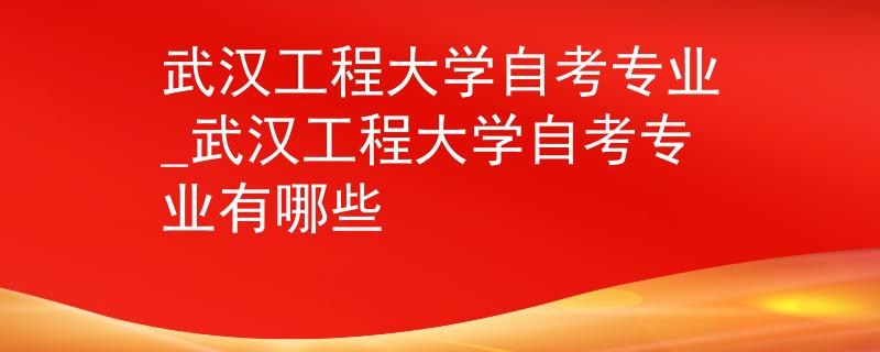 武汉工程大学自考专业_武汉工程大学自考专业有哪些