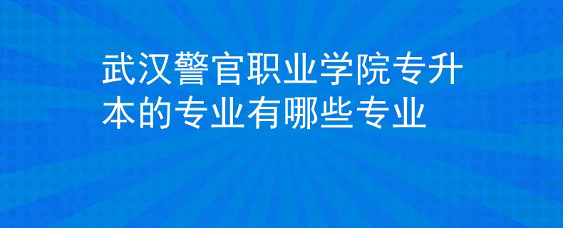 武汉警官职业学院专升本的专业有哪些专业