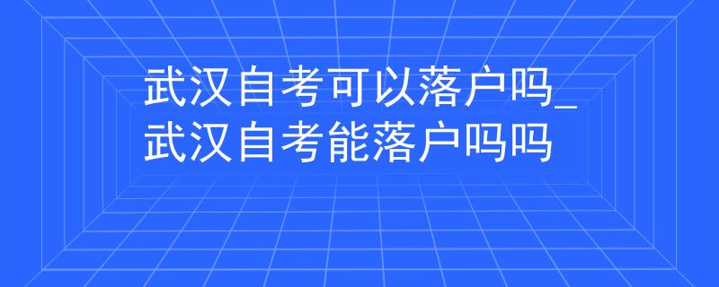 武汉自考可以落户吗_武汉自考能落户吗吗