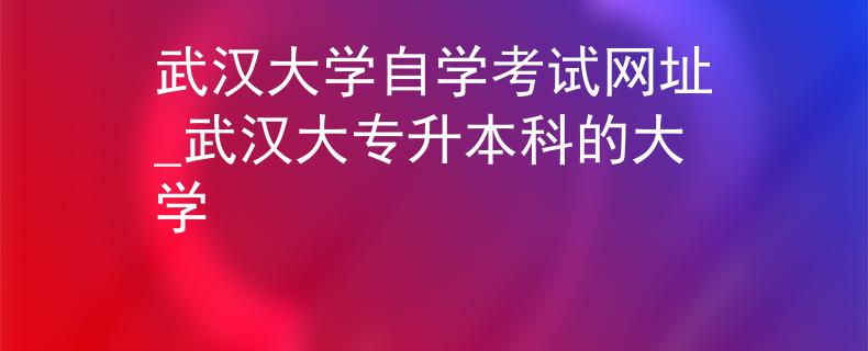 武汉大学自学考试网址_武汉大专升本科的大学